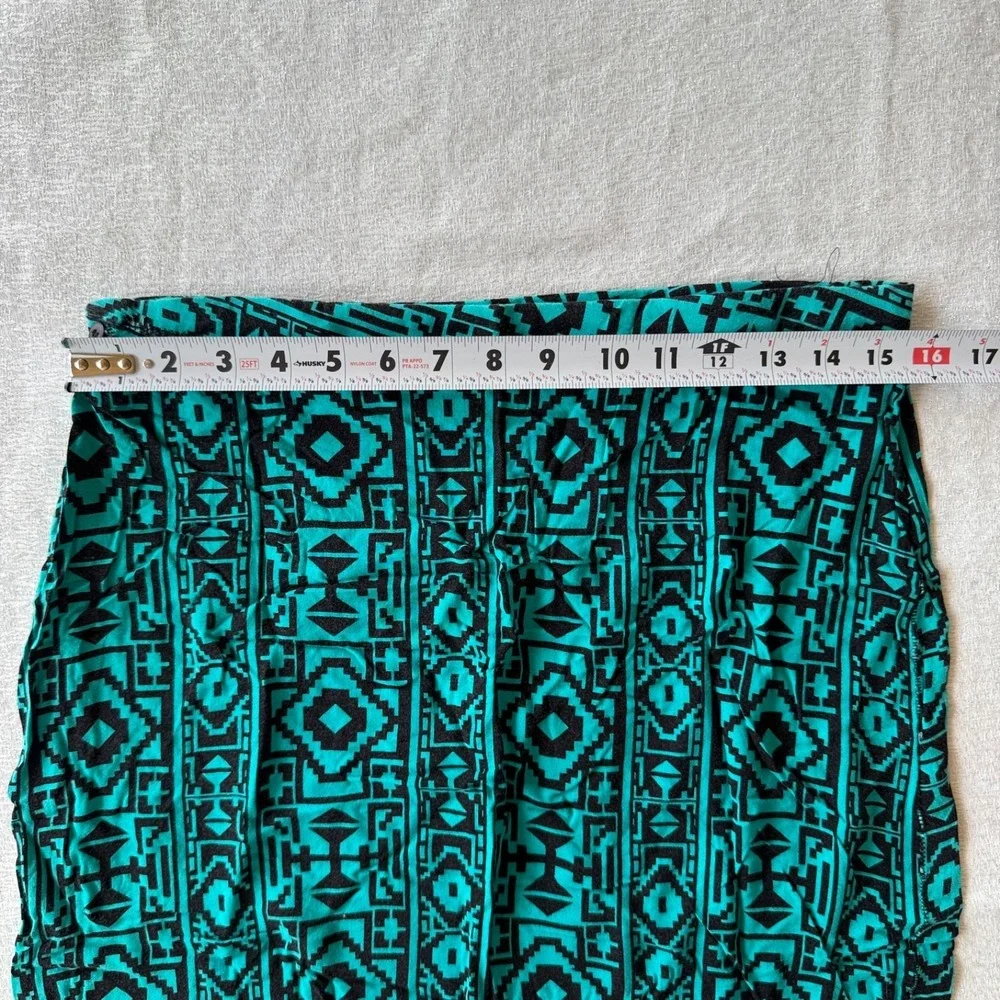 Tribal Print Mini Skirt Size Medium‎ Teal Black Aztec Boho High Waist